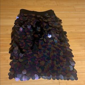 Milly Purple Black Sequin Pencil Midi Skirt
